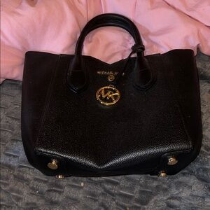 Michael Kors Black Satchel with Gold Accents